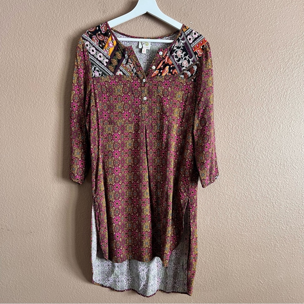 Fig & Flower Multicolor Floral Boho Tunic Size Large